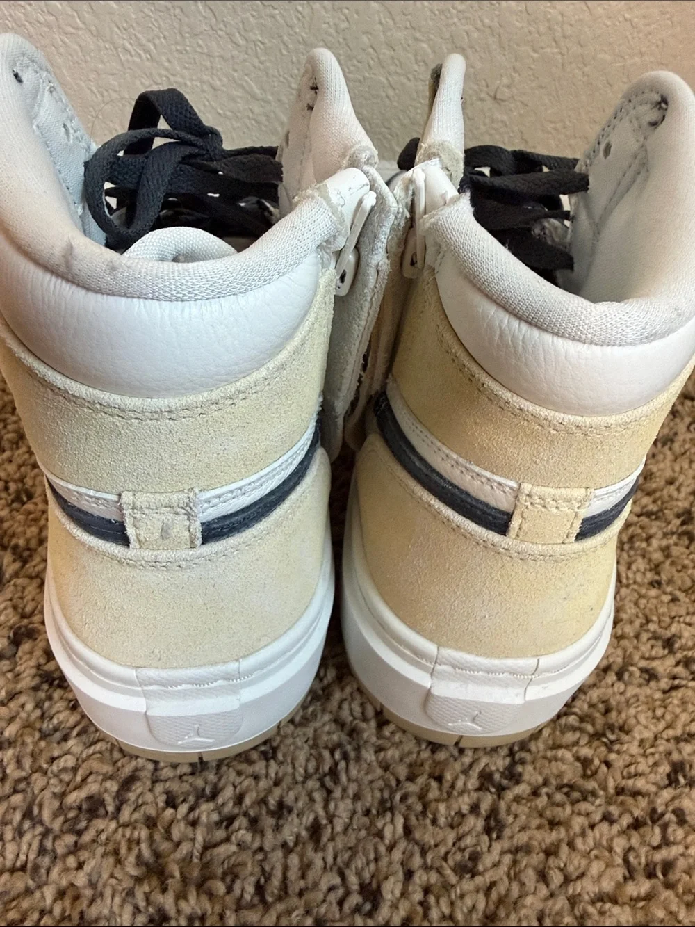 Jordan High-Top Sneakers in Black, White & Cream